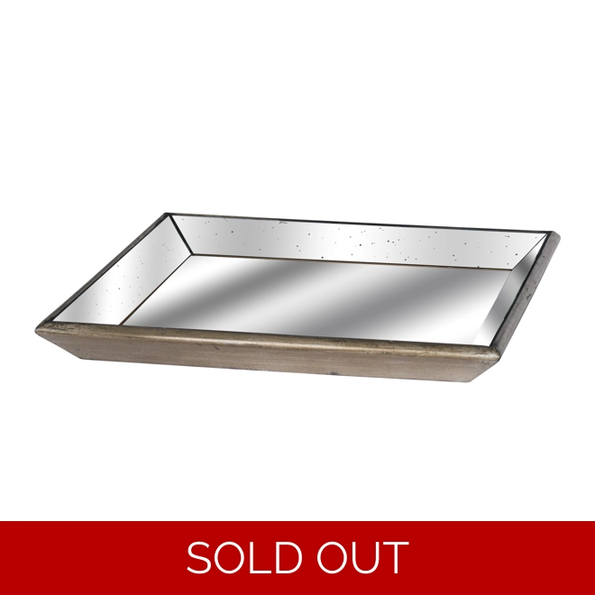 product Image for Astor Distressed Mirrored Square Tray W/Wooden Detailing Lge